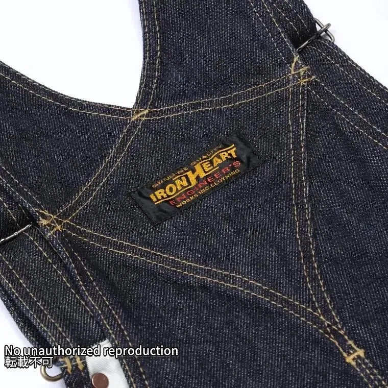 21ozセルビッチデニム ダブルニーオーバーオール/インディゴ