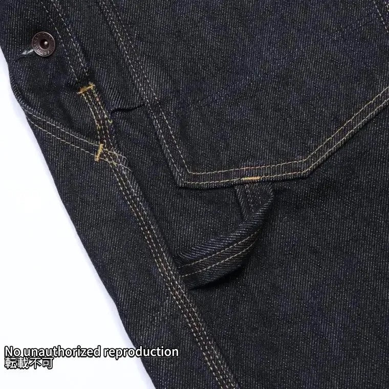 21ozセルビッチデニム ダブルニーオーバーオール/インディゴ