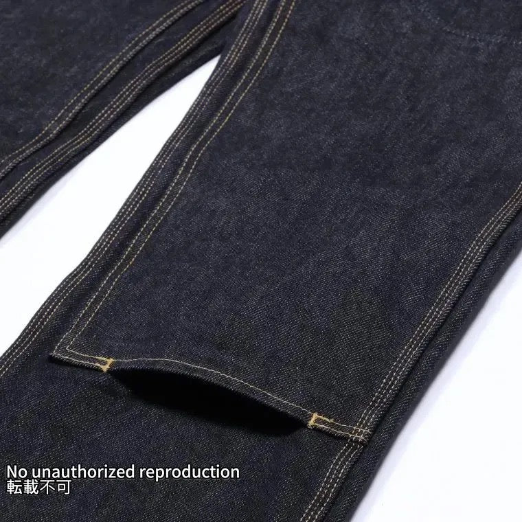 21ozセルビッチデニム ダブルニーオーバーオール/インディゴ