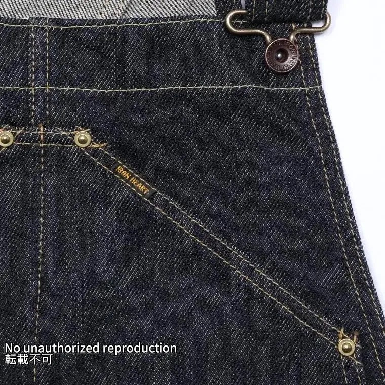 21ozセルビッチデニム ダブルニーオーバーオール/インディゴ