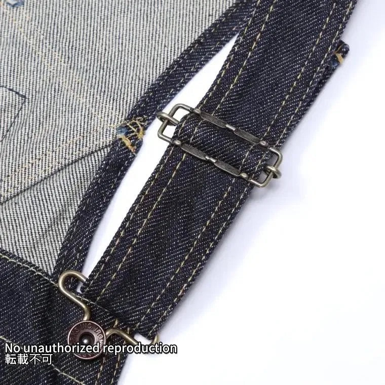 21ozセルビッチデニム ダブルニーオーバーオール/インディゴ