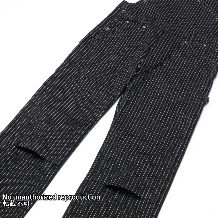 12ozブラックウォバッシュ ダブルニーオーバーオール/ブラック