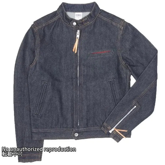 21ozレギュラーデニム シングルライダースジャケット