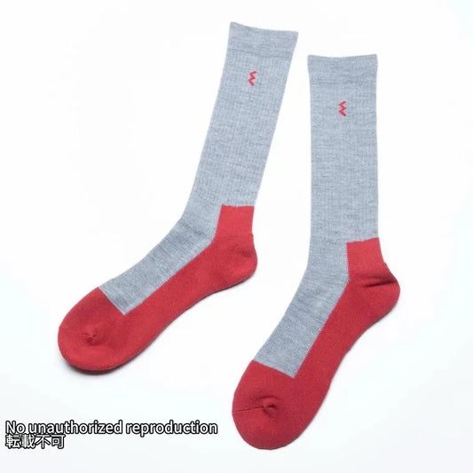 エンジニアブーツタイプソックス/グレーxレッド
