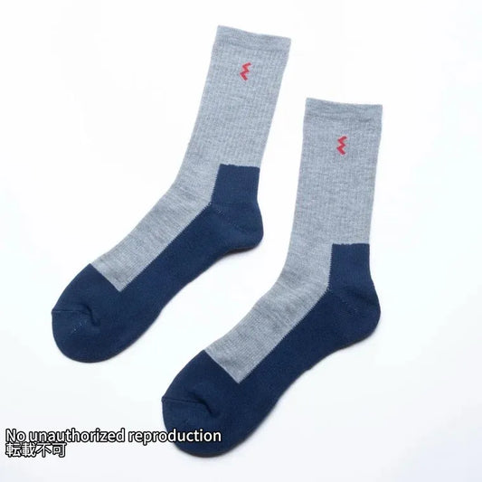 ワークブーツタイプソックス/グレーx ネイビー