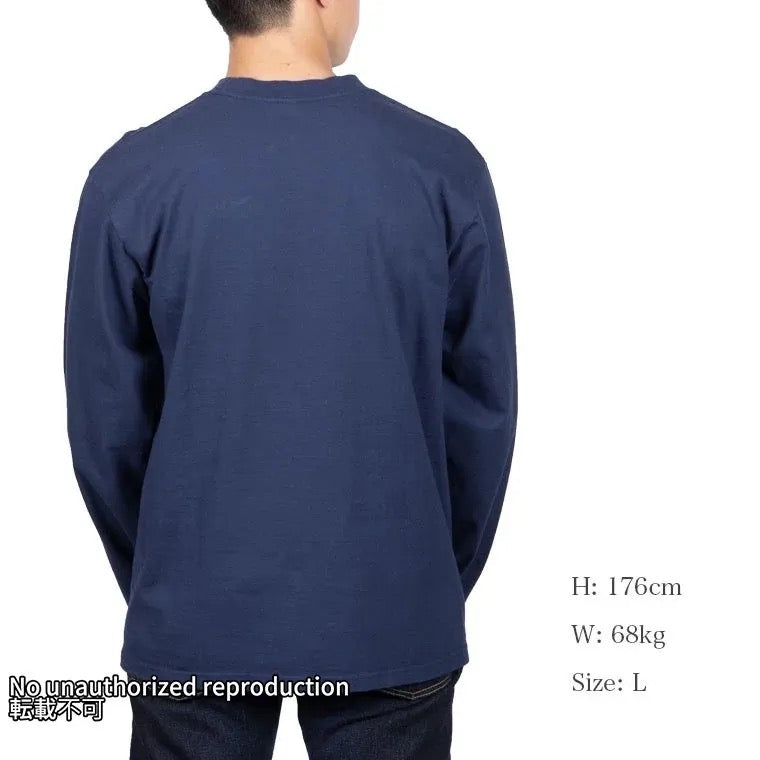 7.5ozループウィールクルーネック長袖Tシャツ/ネイビー