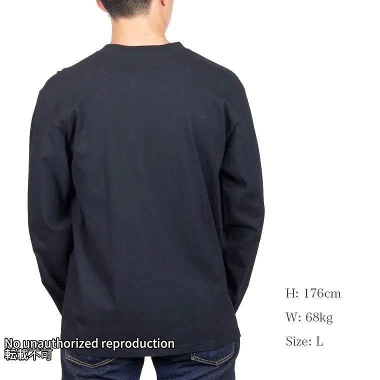 7.5ozループウィールクルーネック長袖Tシャツ/ブラック