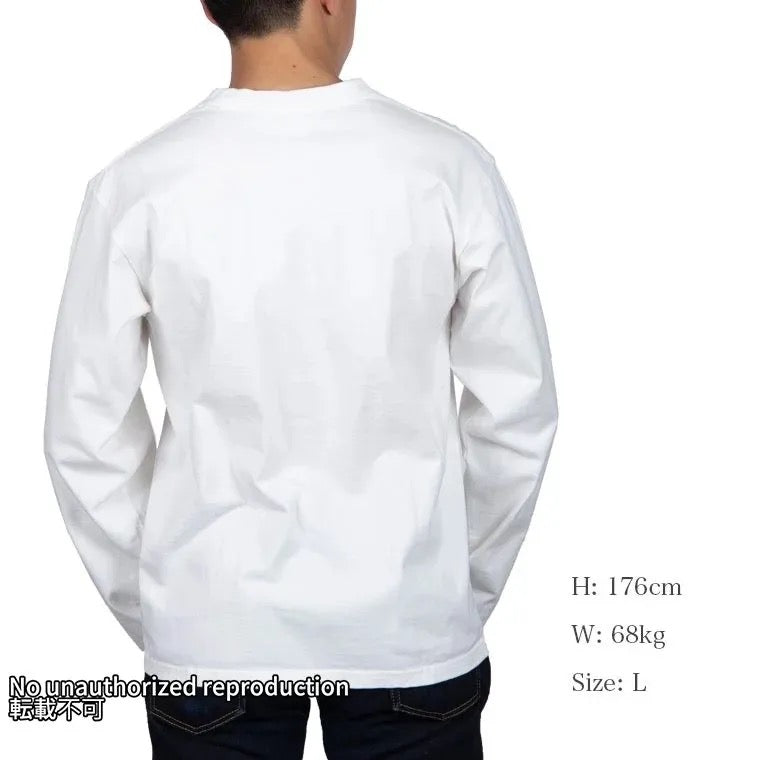 7.5ozループウィールクルーネック長袖Tシャツ/ホワイト