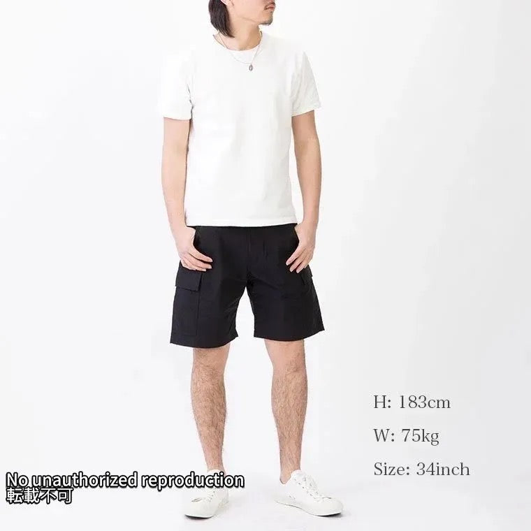 撥水加工リップストップカーゴショーツ/ブラック