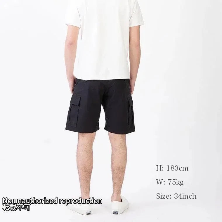 撥水加工リップストップカーゴショーツ/ブラック