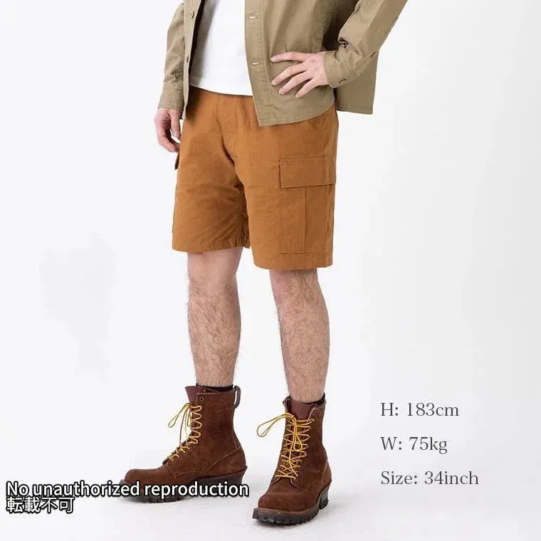撥水加工リップストップカーゴショーツ/ブラウン