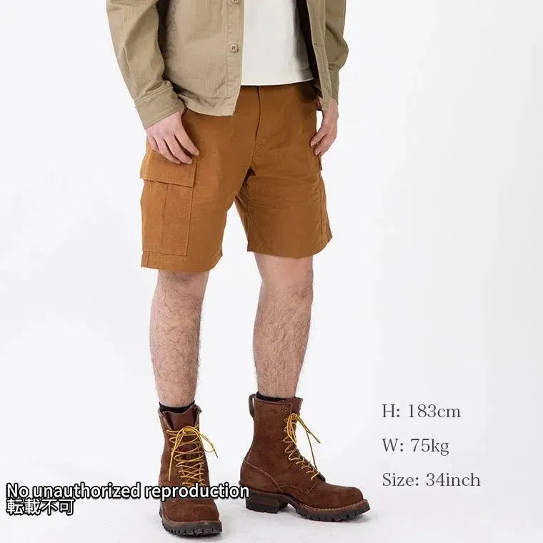 撥水加工リップストップカーゴショーツ/ブラウン