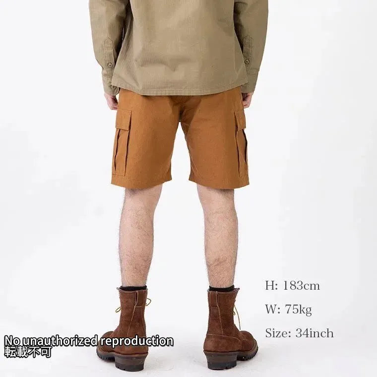 撥水加工リップストップカーゴショーツ/ブラウン