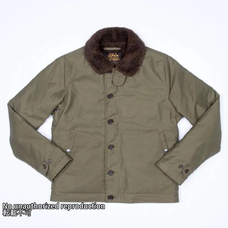 オイルドウィップコードN-1タイプデッキジャケット／アーミーグリーン
