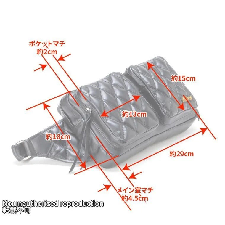 レザースクエアウエストバッグ