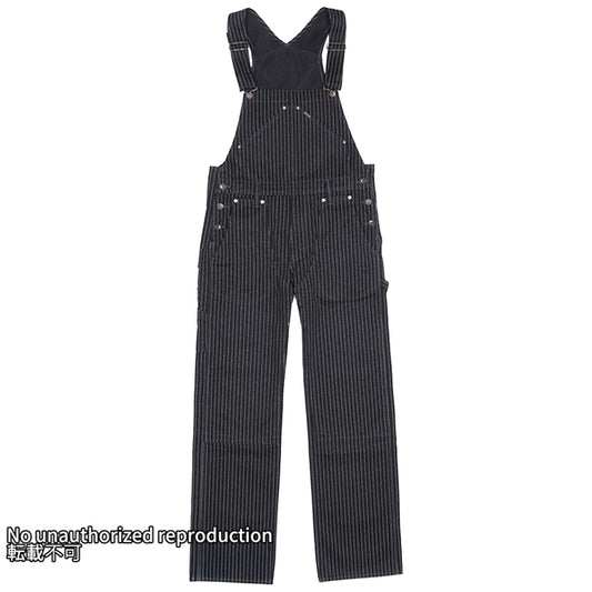 12ozブラックウォバッシュ ダブルニーオーバーオール/ブラック