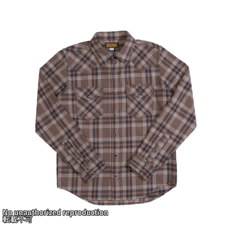 UHFスラブチェックウエスタンシャツ/ブラウン