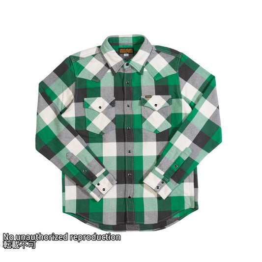 UHFヴィンテージチェックウエスタンシャツ/グリーン