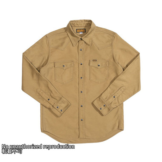 ミリタリーモールスキンウエスタンシャツ/カーキ