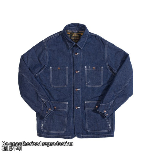 裏地付きデニムチョアジャケット/インディゴ