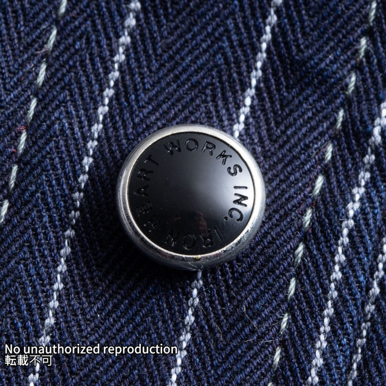 ヘリンボーンストライプウエスタンシャツ/インディゴ