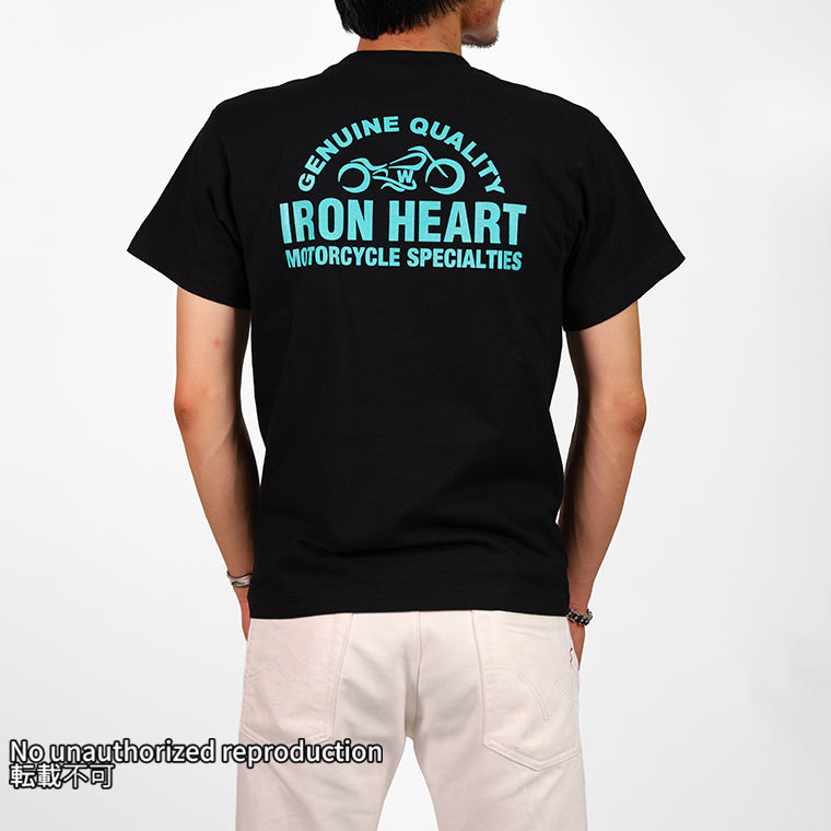 7.5ozヘビーボディプリントTシャツ(バイクロゴ柄)／ブラック