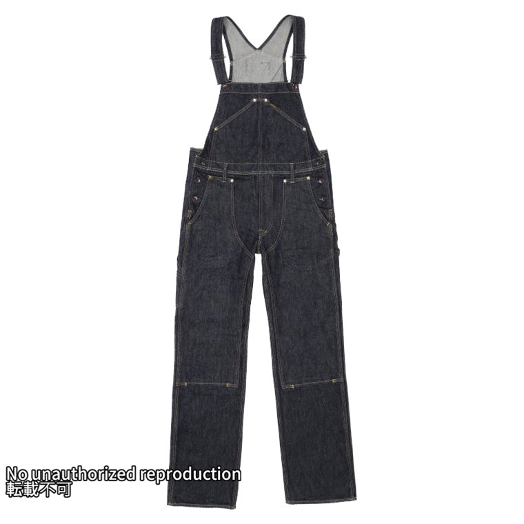 21ozセルビッチデニム ダブルニーオーバーオール/インディゴ