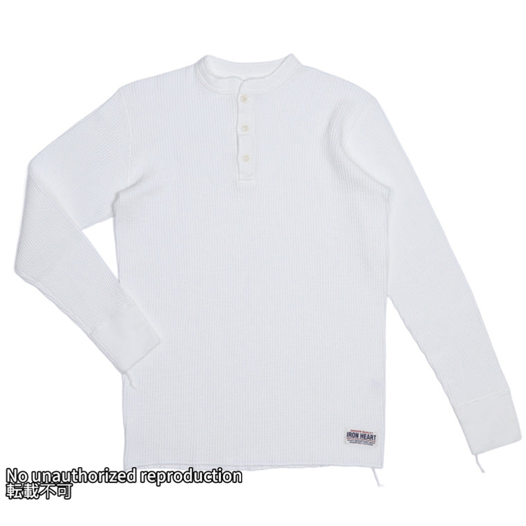 IHTL-1213】ヘビーサーマル ヘンリーネックロングTシャツ／ホワイト