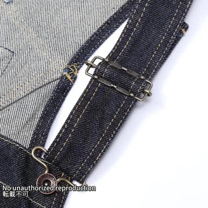 21ozセルビッチデニム ダブルニーオーバーオール／インディゴ