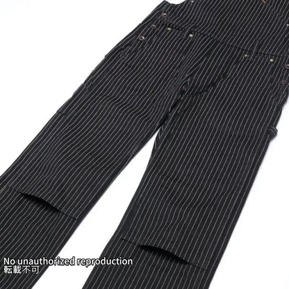 12ozブラックウォバッシュ ダブルニーオーバーオール／ブラック