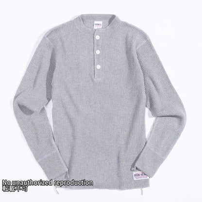 ヘビーサーマル ヘンリーネックロングTシャツ／グレー