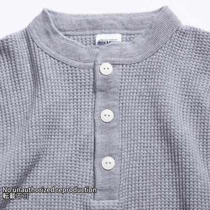 ヘビーサーマル ヘンリーネックロングTシャツ／グレー