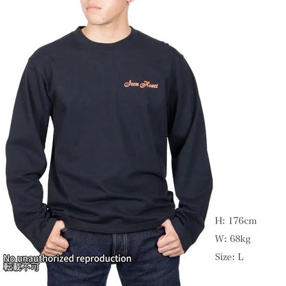 7.5ozループウィールクルーネック長袖Ｔシャツ／ブラック