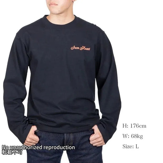 7.5ozループウィールクルーネック長袖Ｔシャツ／ブラック