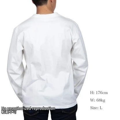 7.5ozループウィールクルーネック長袖Ｔシャツ／ホワイト