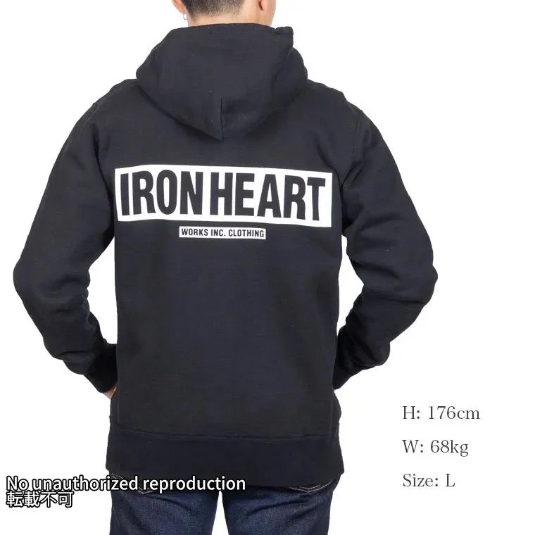 ヘビージップアップパーカー（IRONHEARTロゴ）／ブラック