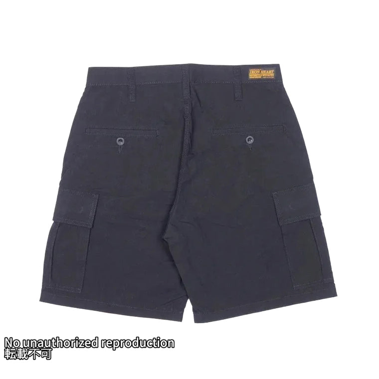 撥水加工リップストップカーゴショーツ／ブラック