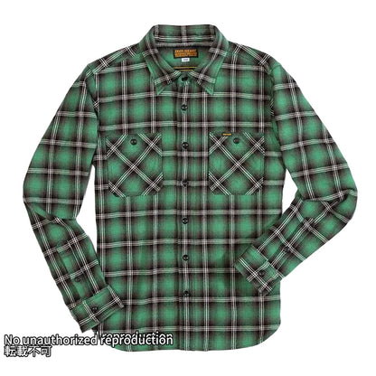 UHFワークシャツ-グリーンチェック-／グリーン