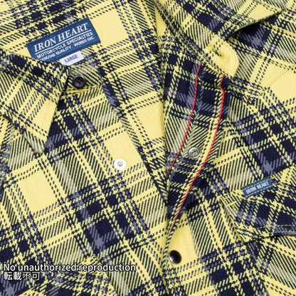 インディゴチェックウエスタンシャツ／イエロー