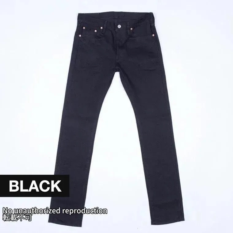 21oz セルビッチストレッチスーパースリムストレート／ブラック