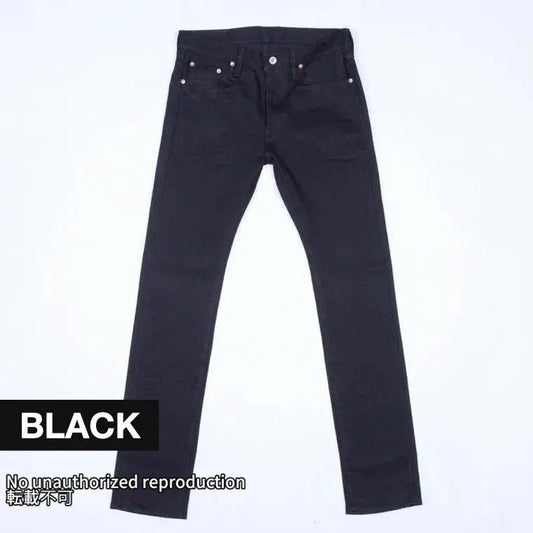 21oz セルビッチストレッチスーパースリムストレート／ブラック
