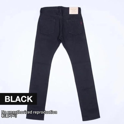 21oz セルビッチストレッチスーパースリムストレート／ブラック