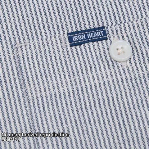 インディゴオックスフォードセルビッチ半袖シャツ／ヒッコリー