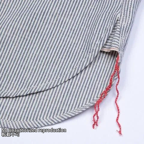 インディゴオックスフォードセルビッチ半袖シャツ／ヒッコリー