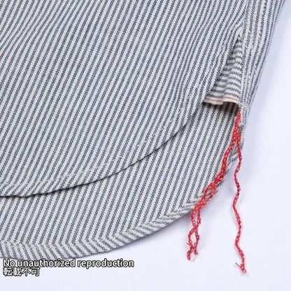 インディゴオックスフォードセルビッチ半袖シャツ／ヒッコリー