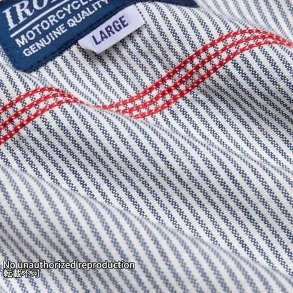 インディゴオックスフォードセルビッチ半袖シャツ／ヒッコリー