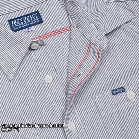 インディゴオックスフォードセルビッチ半袖シャツ／ヒッコリー