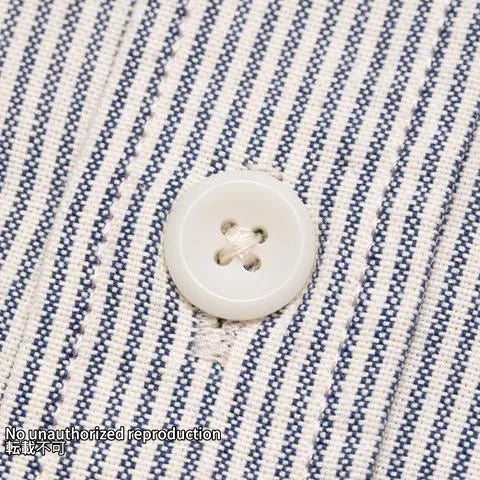 インディゴオックスフォードセルビッチ半袖シャツ／ヒッコリー