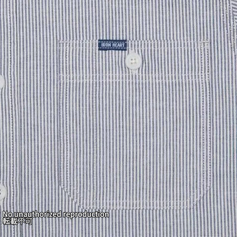 インディゴオックスフォードセルビッチ半袖シャツ／ヒッコリー