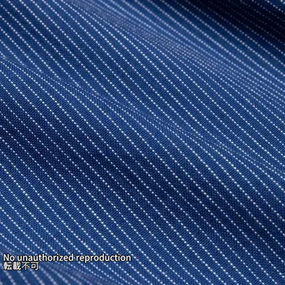 インディゴオックスフォードセルビッチ半袖シャツ／ピンストライプ